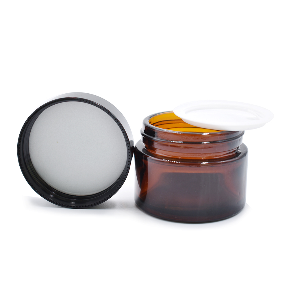 Amber blue green clear black skin care cream bottles and jars 50ml glass cream jar