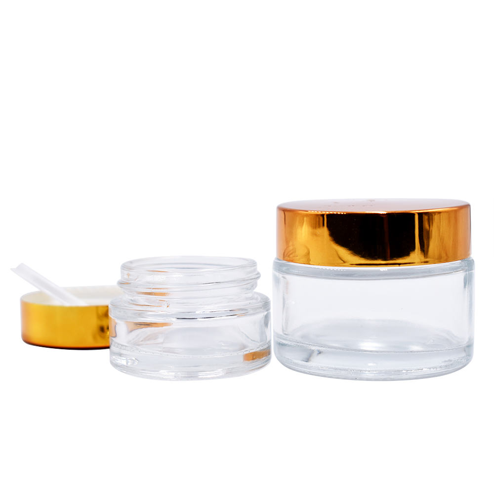 Amber blue green clear black skin care cream bottles and jars 50ml glass cream jar