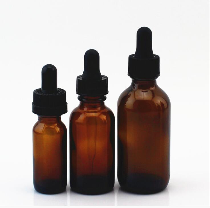 Amber boston glass bottle with dropper pump spray