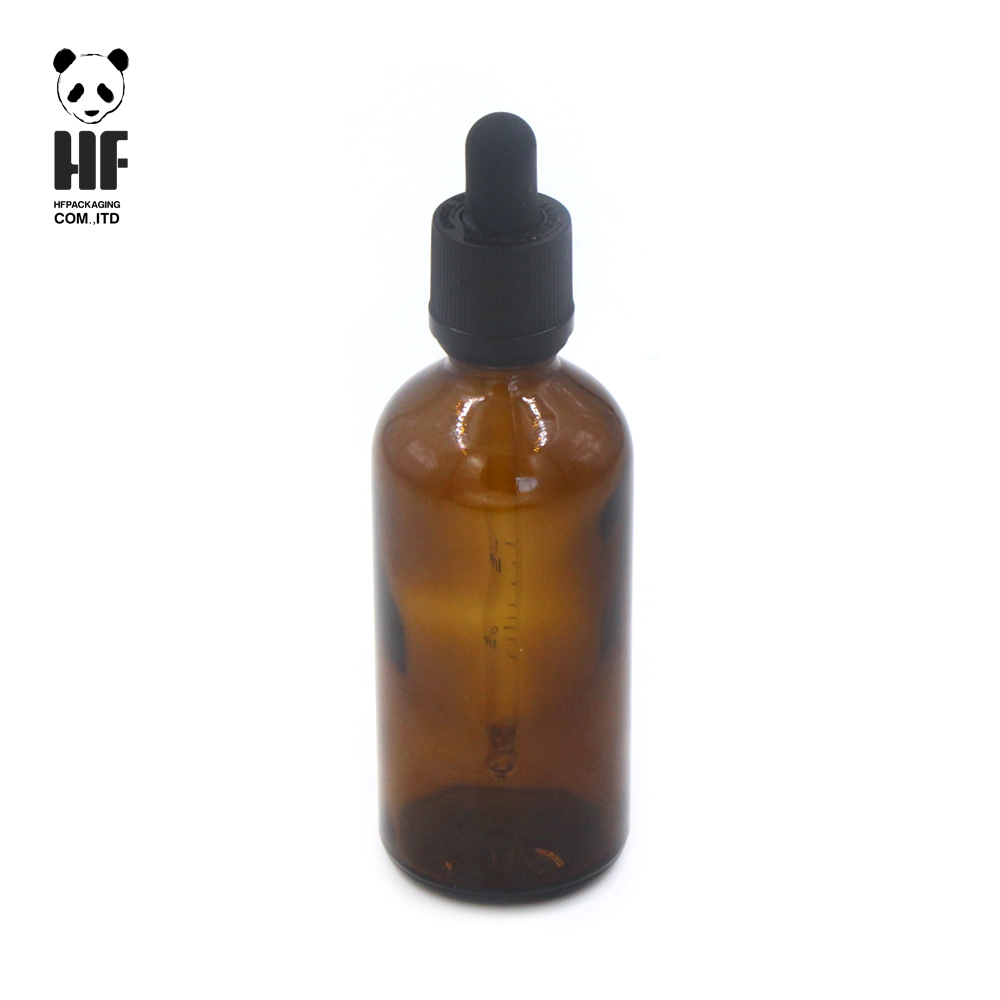 Amber boston round glass 4 oz glass bottle with dropper for essential oils