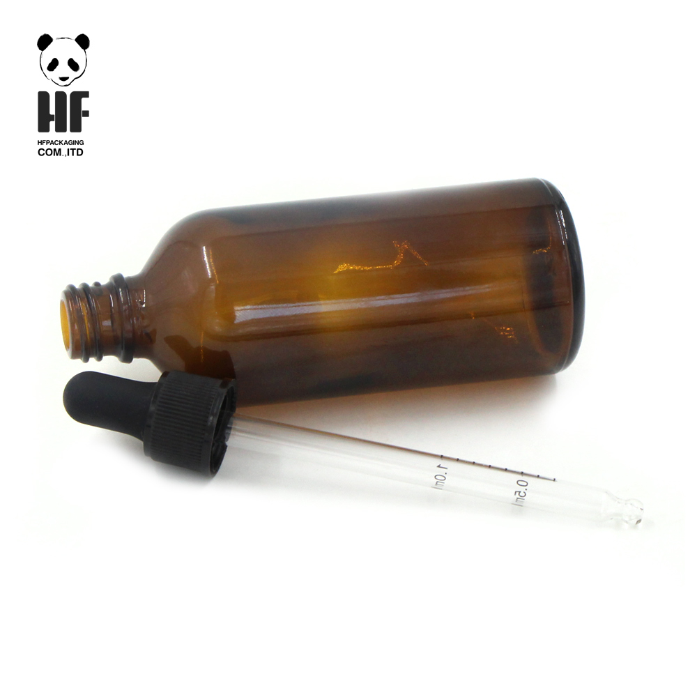 Amber boston round glass 4 oz glass bottle with dropper for essential oils