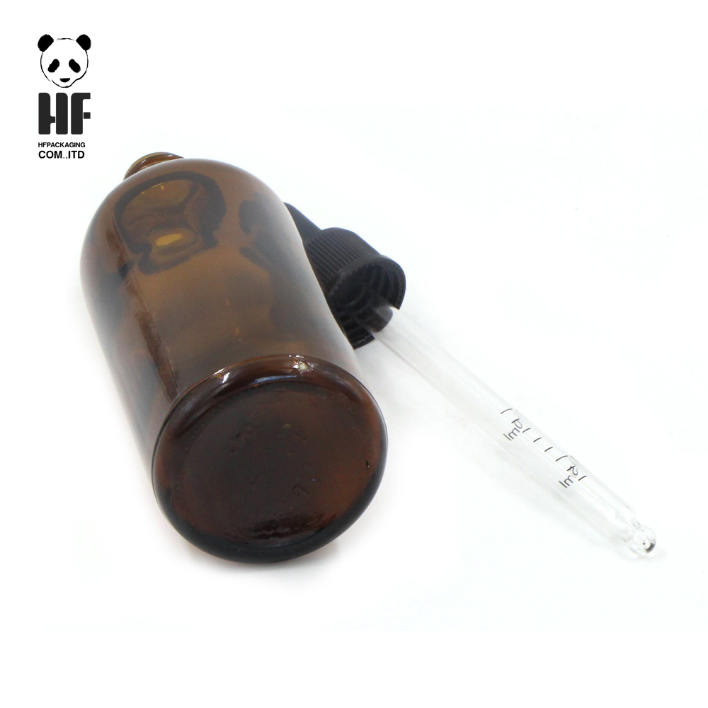 Amber boston round glass 4 oz glass bottle with dropper for essential oils
