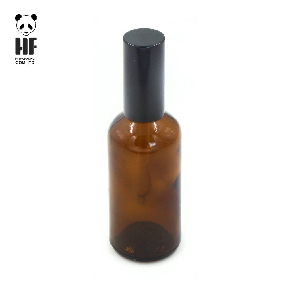 Amber boston round glass 4 oz glass bottle with dropper for essential oils