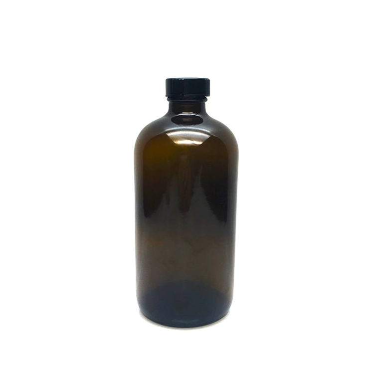 Amber boston round glass bottle 500ml for essential oil with 28mm screw lid