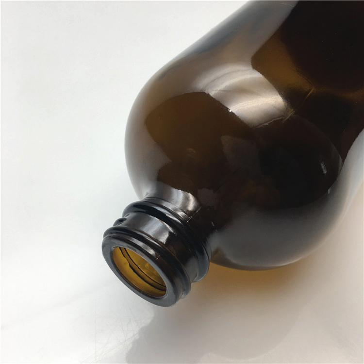 Amber boston round glass bottle 500ml for essential oil with 28mm screw lid