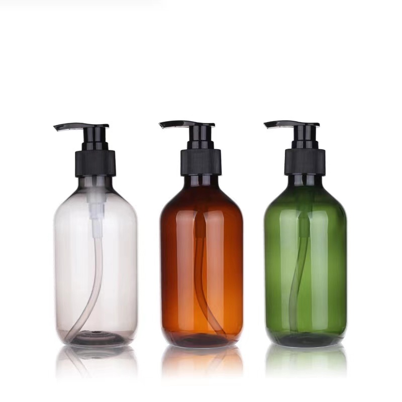 Amber bottle with pump spray bottles for hair products 250ml Amber plastic bottle