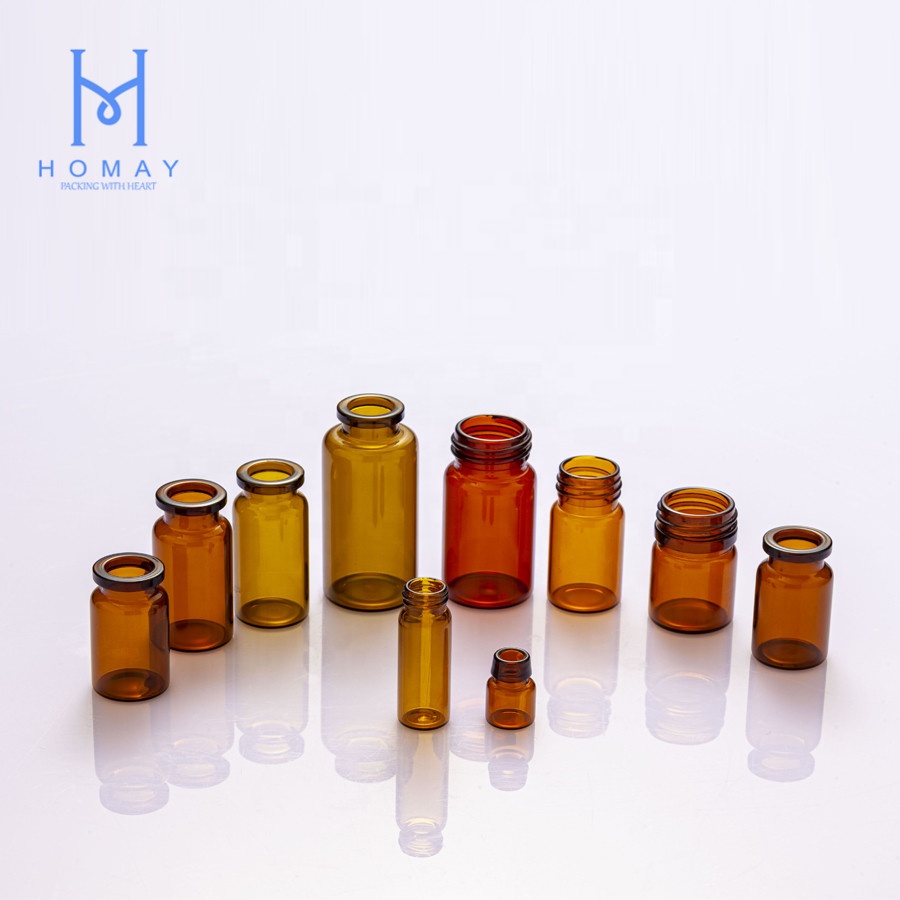 Amber clear Pharmaceutical injection borosilicate glass tubular vials with rubber stopper and caps