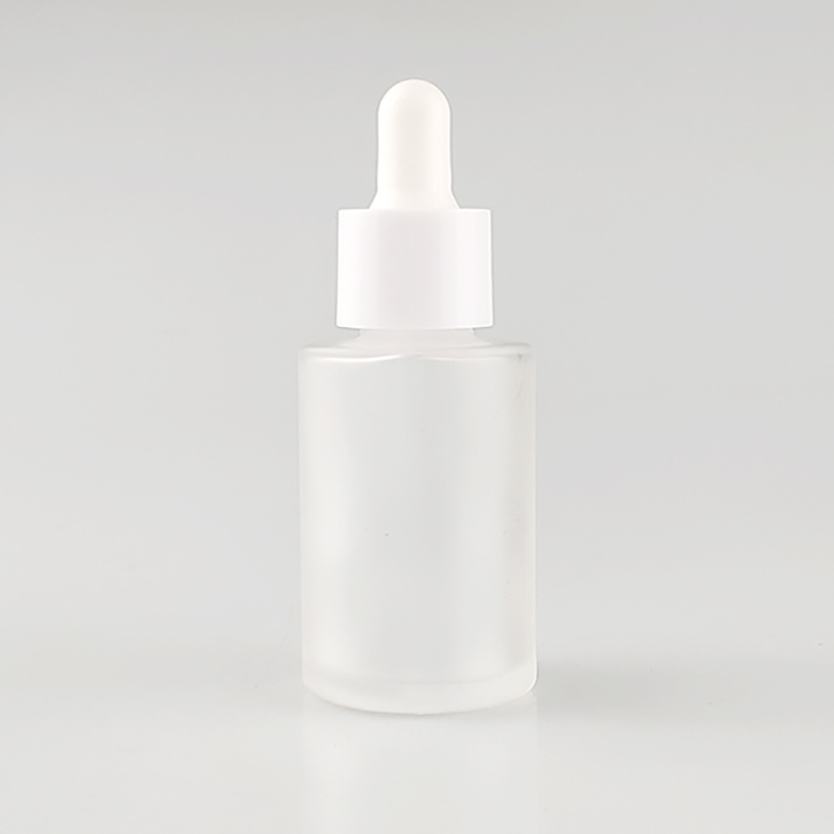 Amber clear frosted 1 oz 1oz 30 ml 30ml flat shoulder cylinder glass dropper bottle for serum essential oil