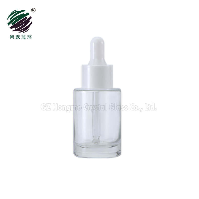 Amber clear frosted 1 oz 1oz 30 ml 30ml flat shoulder cylinder glass dropper bottle for serum essential oil