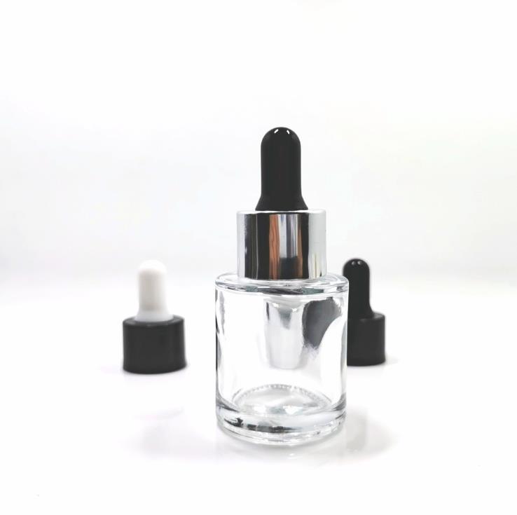 Amber clear frosted 1 oz 1oz 30 ml 30ml flat shoulder cylinder glass dropper bottle for serum essential oil