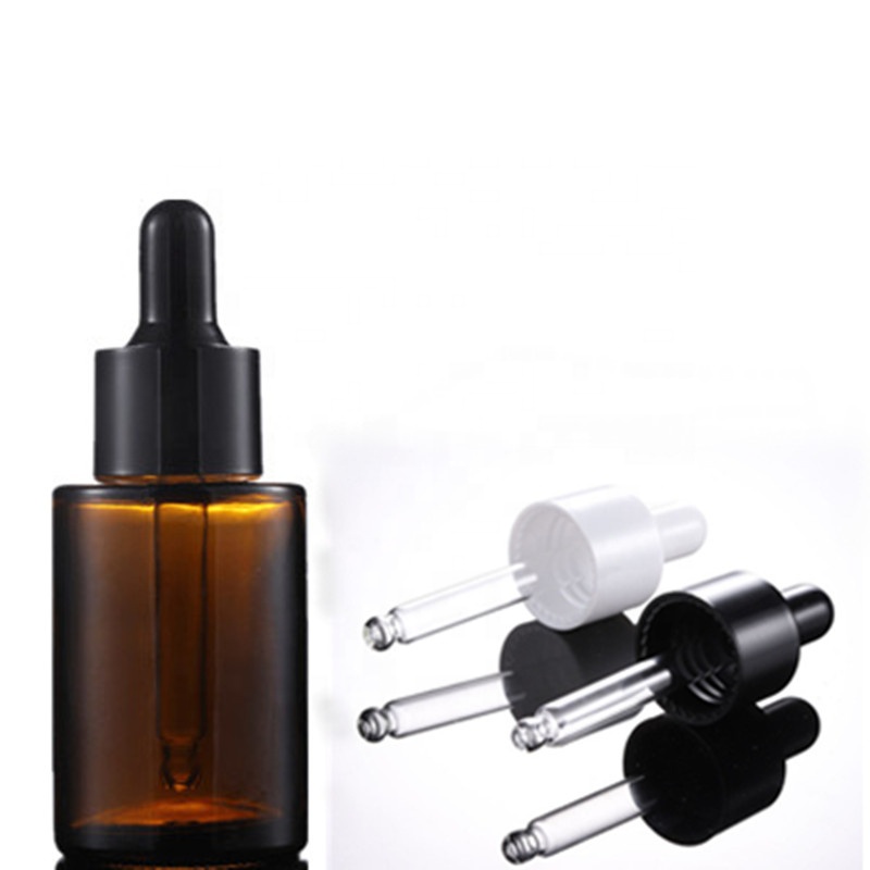 Amber clear frosted 1 oz 1oz 30 ml flat shoulder cylinder glass dropper bottle for serum essential oil