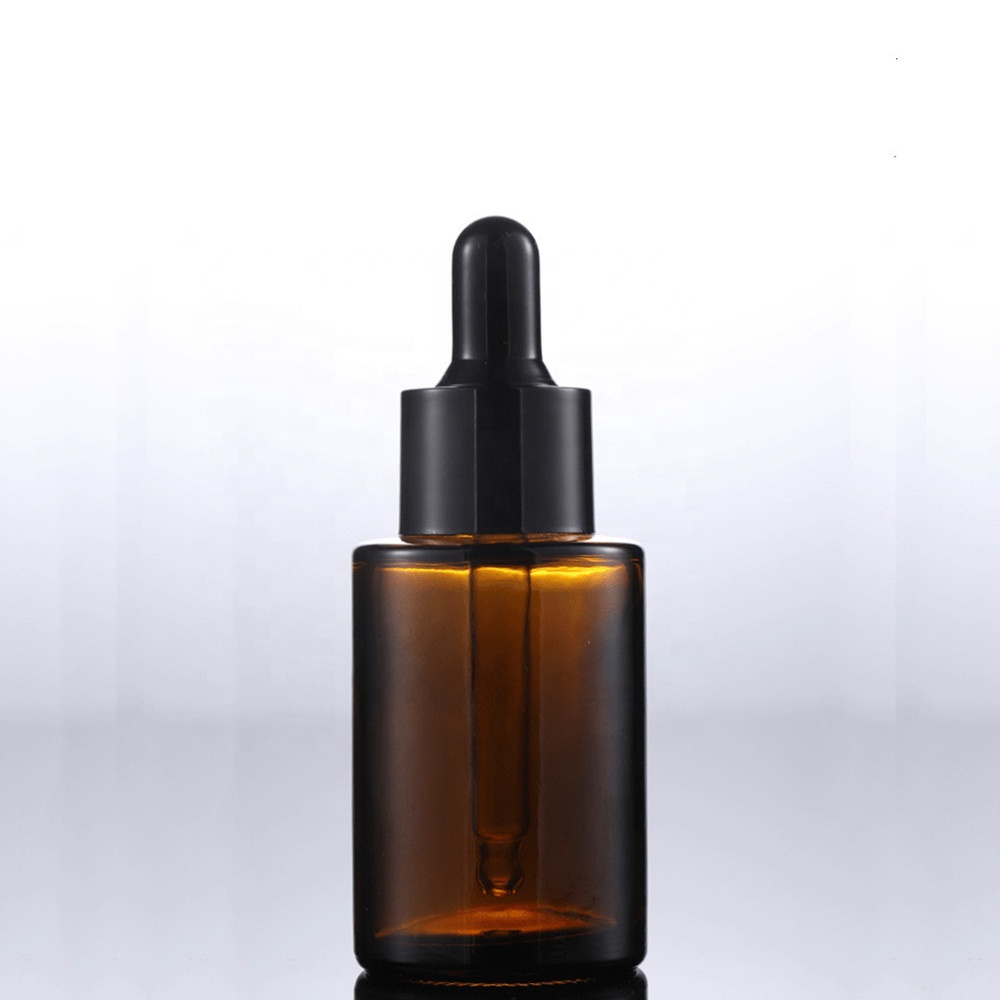 Amber clear frosted  20 ml 30 ml 40 ml 50 ml 60 ml 80 ml flat shoulder cylinder glass dropper bottle for serum essential oil