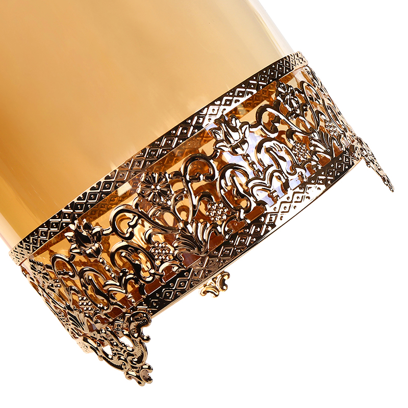 Amber color European hotel decorations glassware furnishing glass jars with metal stand