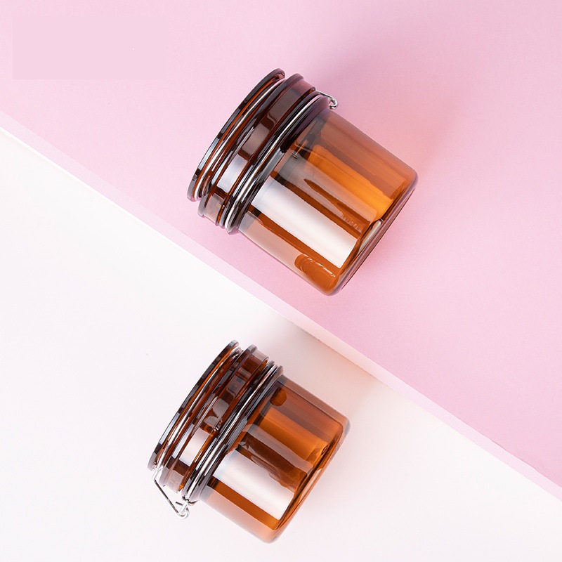 Amber color Guangdong Hot sale screen printing customized cheap plastic 4oz cosmetic jar with straight side black screw top lids