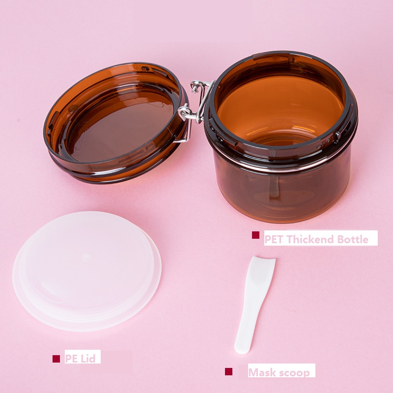 Amber color Guangdong Hot sale screen printing customized cheap plastic 4oz cosmetic jar with straight side black screw top lids