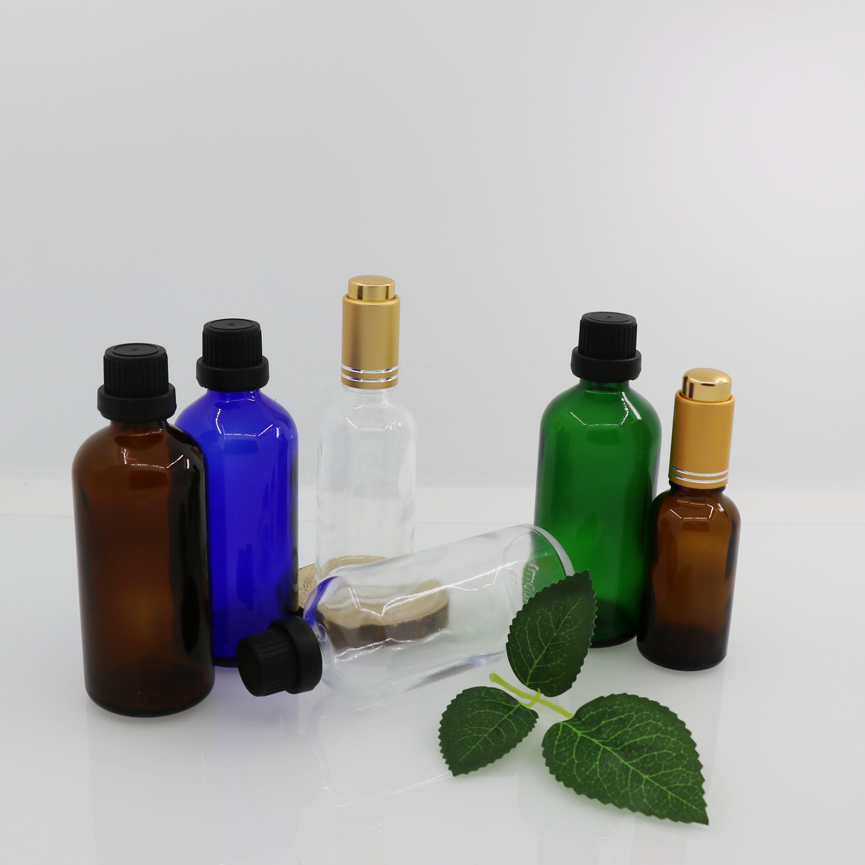 Amber color skin care essential oil 15-100ml dropper glass bottle