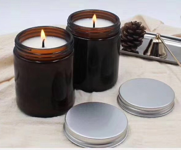 Amber cosmetic glass jar 100ml 250ml 4oz 8oz candle jar glass