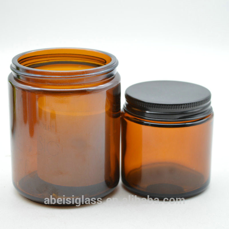 Amber cream glass jar 100ml with smoothly PP cap