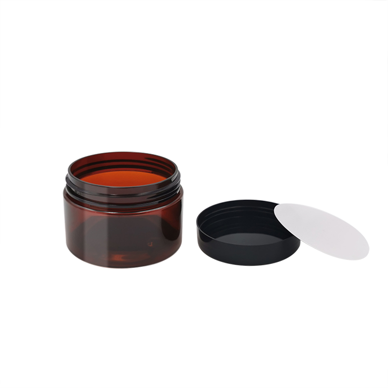 Amber custom cosmetic containers packaging eco friendly empty honey food plastic pet jars with screw top lids