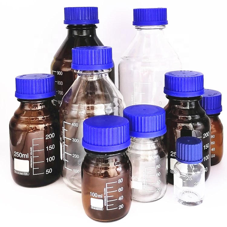 Amber empty  50ml 100ml 250ml 500ml 1000ml  Laboratory glass  Reagent apothecary  Bottles With Scale
