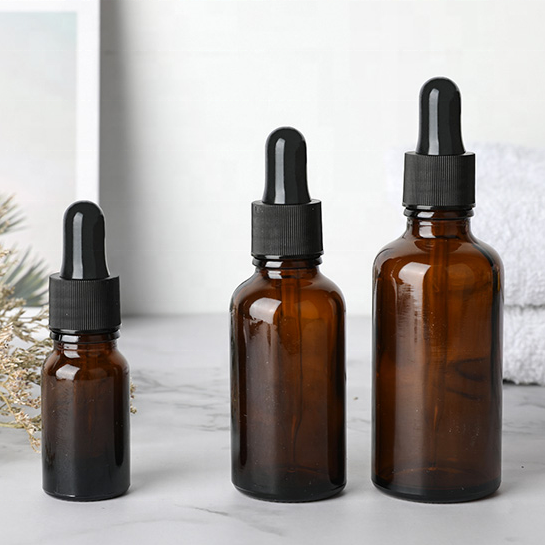 Amber frascos 30ml Round CBD oil Bottle Glass Packaging with childproof dropper lid For Dogs And Cats