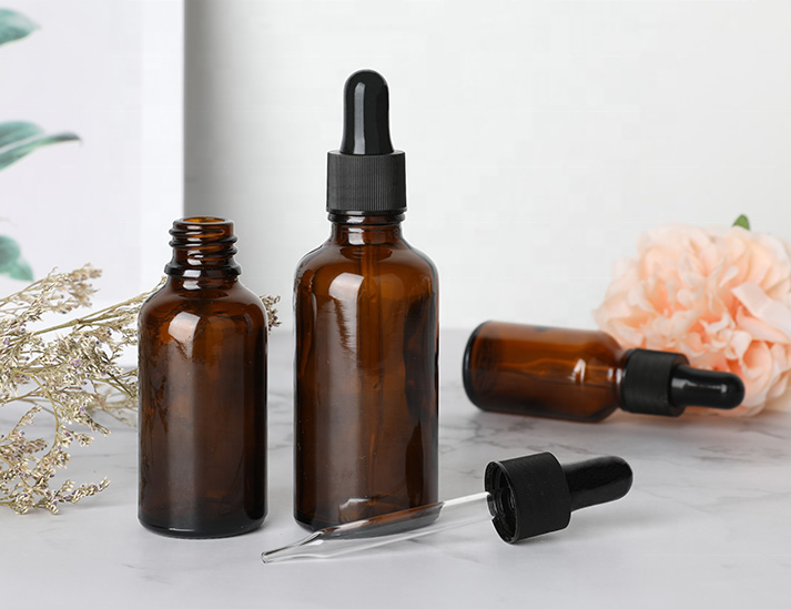 Amber frascos 30ml Round CBD oil Bottle Glass Packaging with childproof dropper lid For Dogs And Cats
