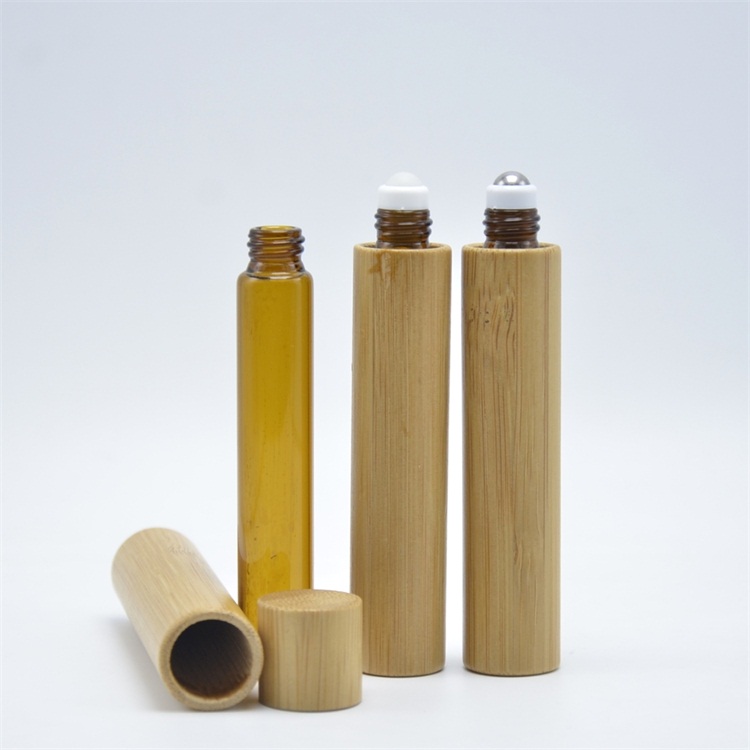 Amber glass bamboo biodegradable packaging for cosmetics