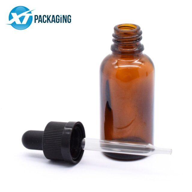 Amber glass bottle dropper with wooden bamboo cap 15ml 30ml small MOQ factory price