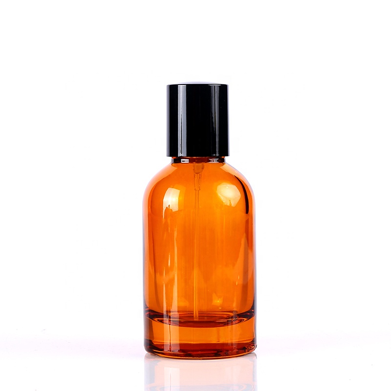Amber glass bottle with black matte cap 50ml glass amber bottles