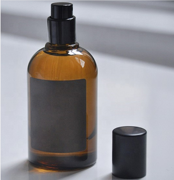 Amber glass bottle with black matte cap 50ml glass amber bottles