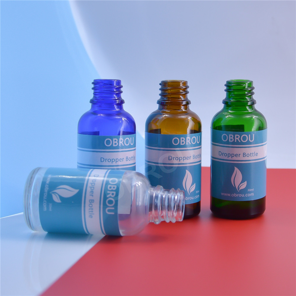 Amber glass bottle with dropper 30 ml essential oil bottle with box packaging 30 ml glass dropper bottle