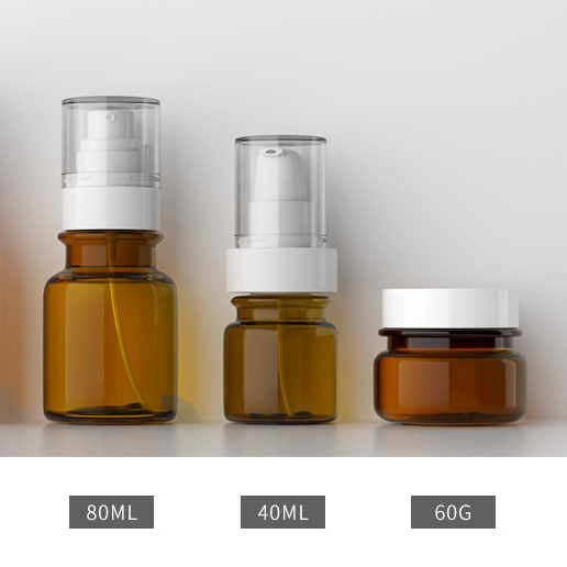 Amber glass bottle with sprayer spray cosmetic lotion pump