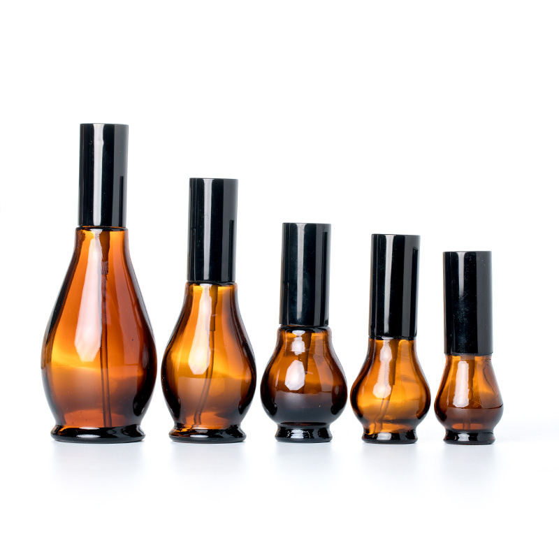 Amber glass bottle with sprayer spray cosmetic lotion pump