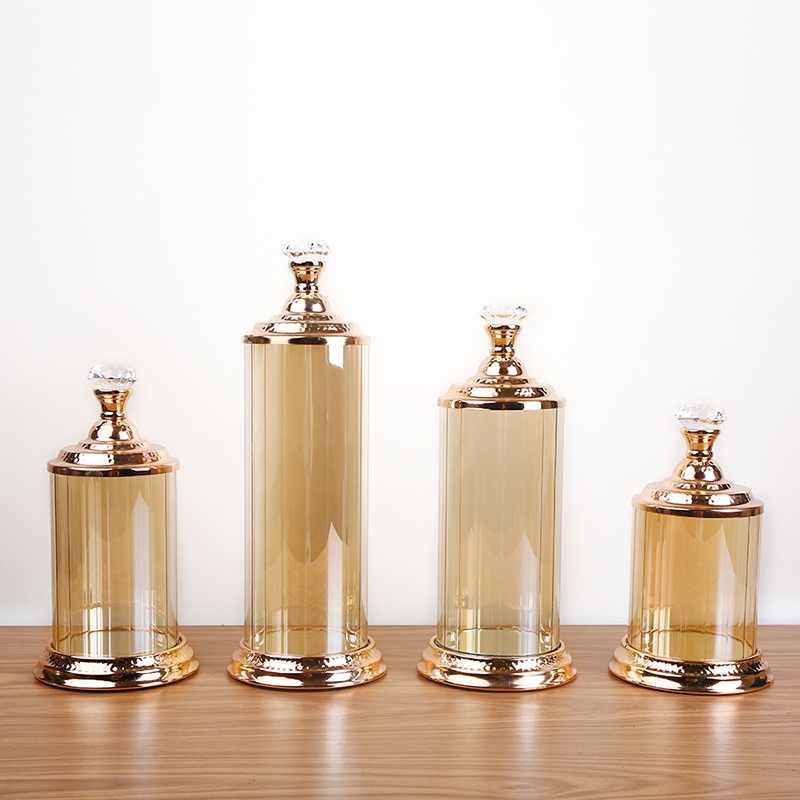 Amber glass decoration simulation dry flower arrangement container decorations glass jar
