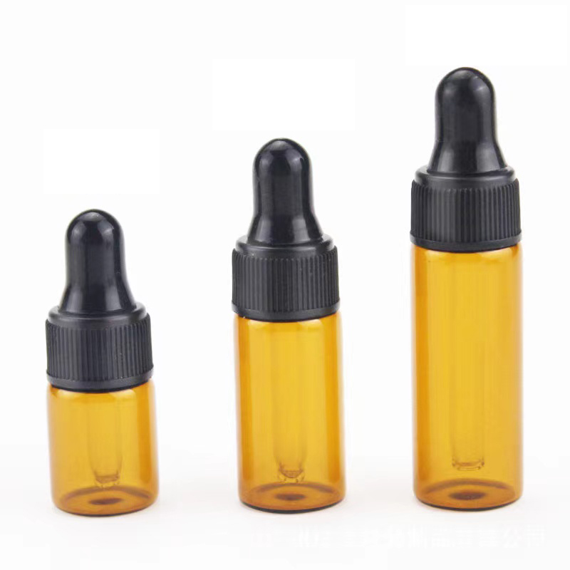 Amber glass dropper bottle 1ml 2ml 3ml 5ml mini refillable perfume bottle for essential oil
