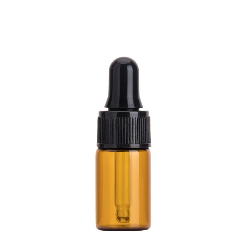 Amber glass dropper bottle 1ml 2ml 3ml 5ml mini refillable perfume bottle for essential oil