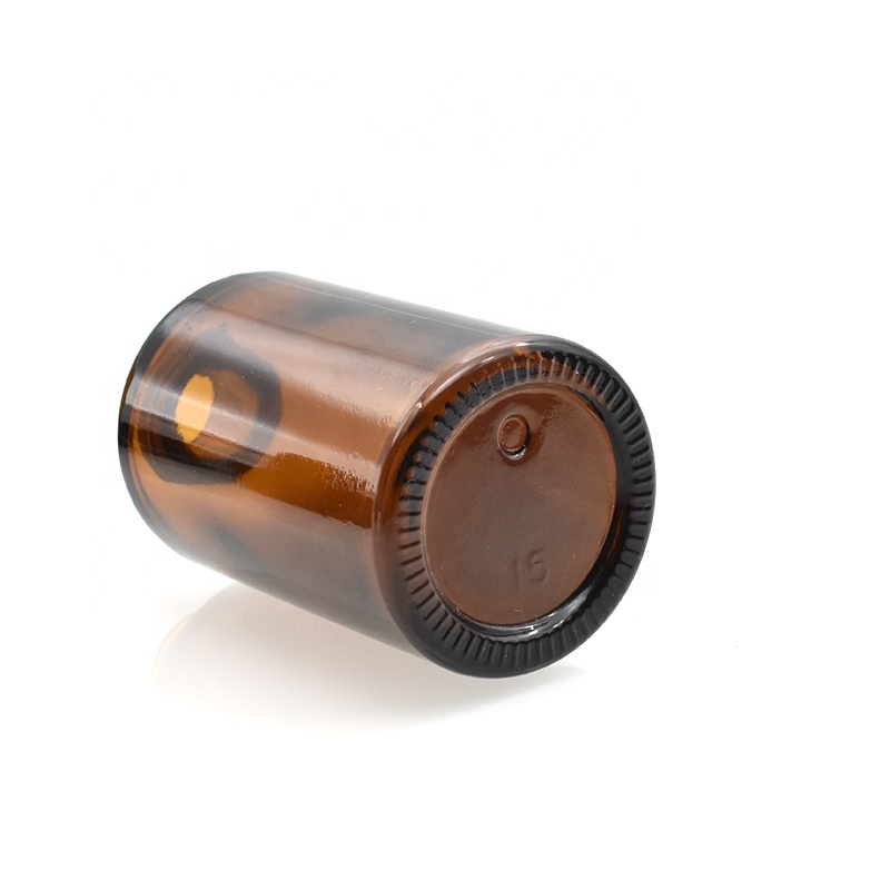 Amber glass dropper bottle 30ml flat shoulder glass bottle with gold silver cap for cosmetic essential oil
