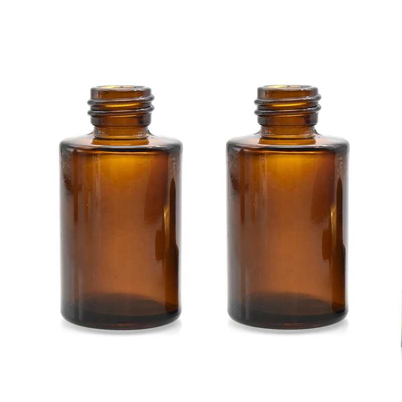 Amber glass dropper bottle 30ml flat shoulder glass bottle with gold silver cap for cosmetic essential oil