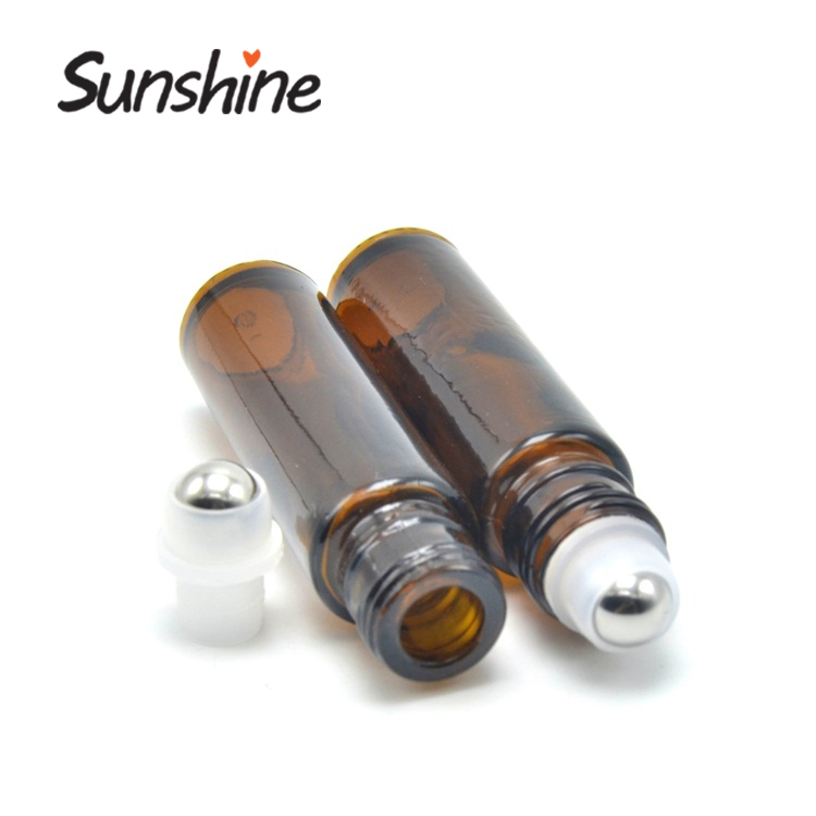 Amber glass essential oil roller ball bottles 10ml glass roll on bottles