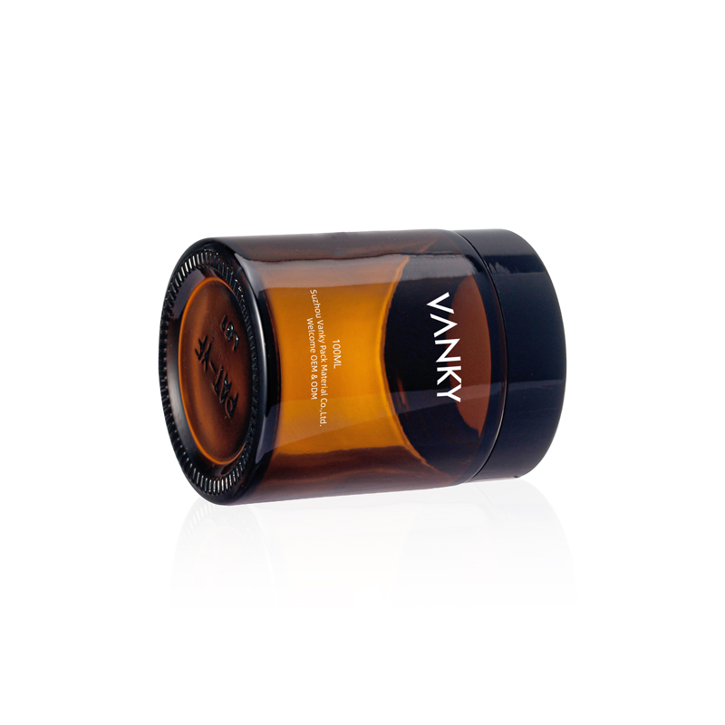 Amber glass jar 100ml candle jar with plastic lid