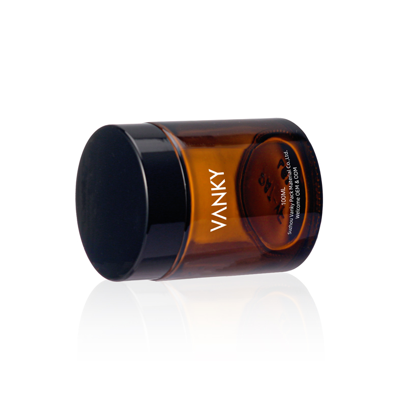 Amber glass jar set 30g 50g 100g for cosmetic packaging