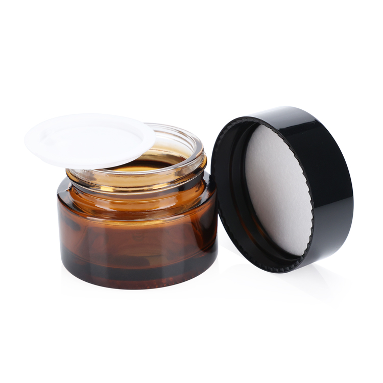 Amber glass round cosmetic containers wide mouth skincare face cream jars10g 20g 30g for sale