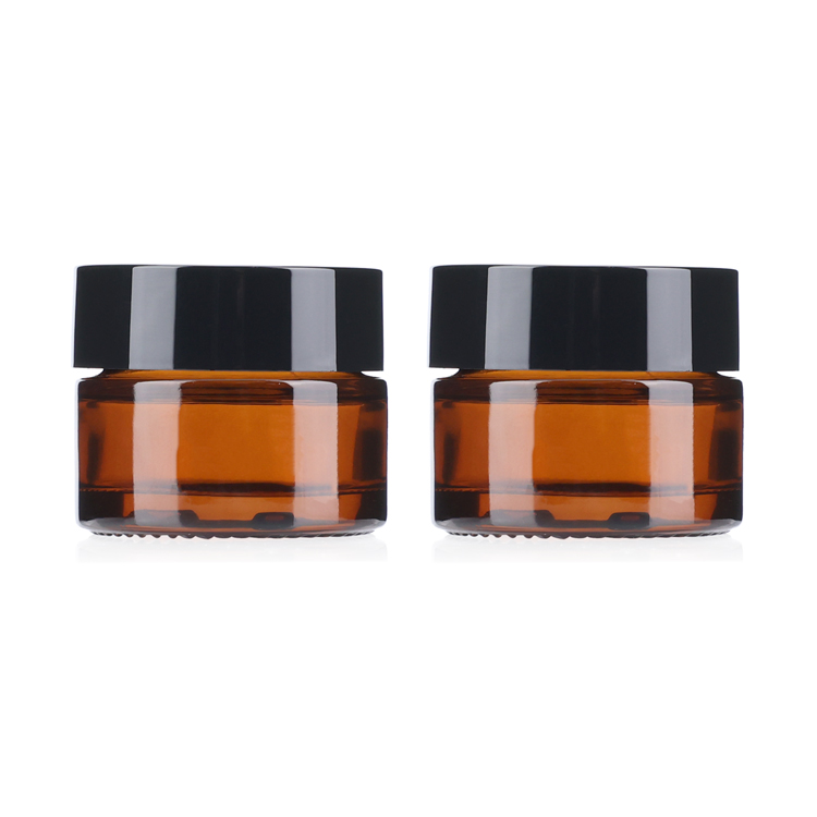 Amber glass round cosmetic containers wide mouth skincare face cream jars10g 20g 30g for sale