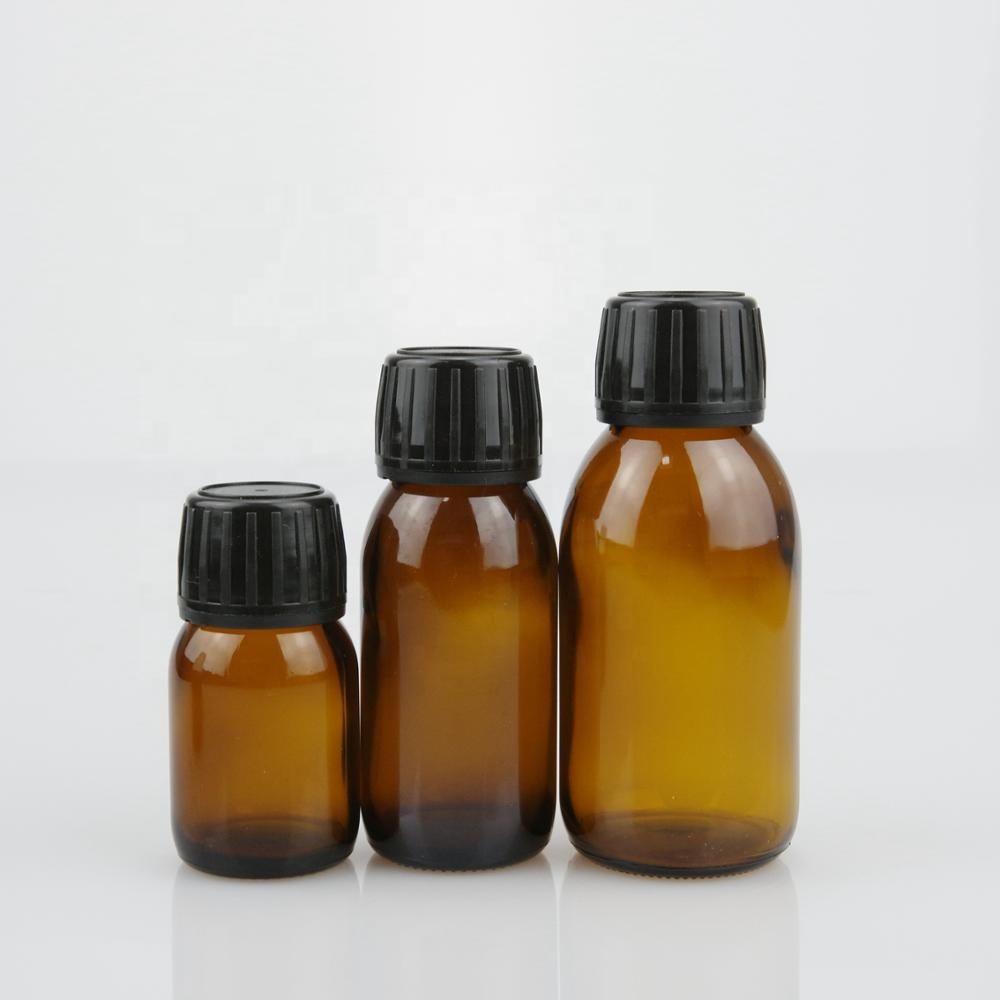 Amber glass syrup bottle juice bottle with 28mm tamper evident cap