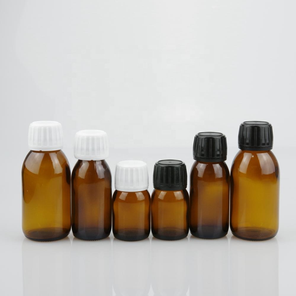 Amber glass syrup bottle juice bottle with 28mm tamper evident cap