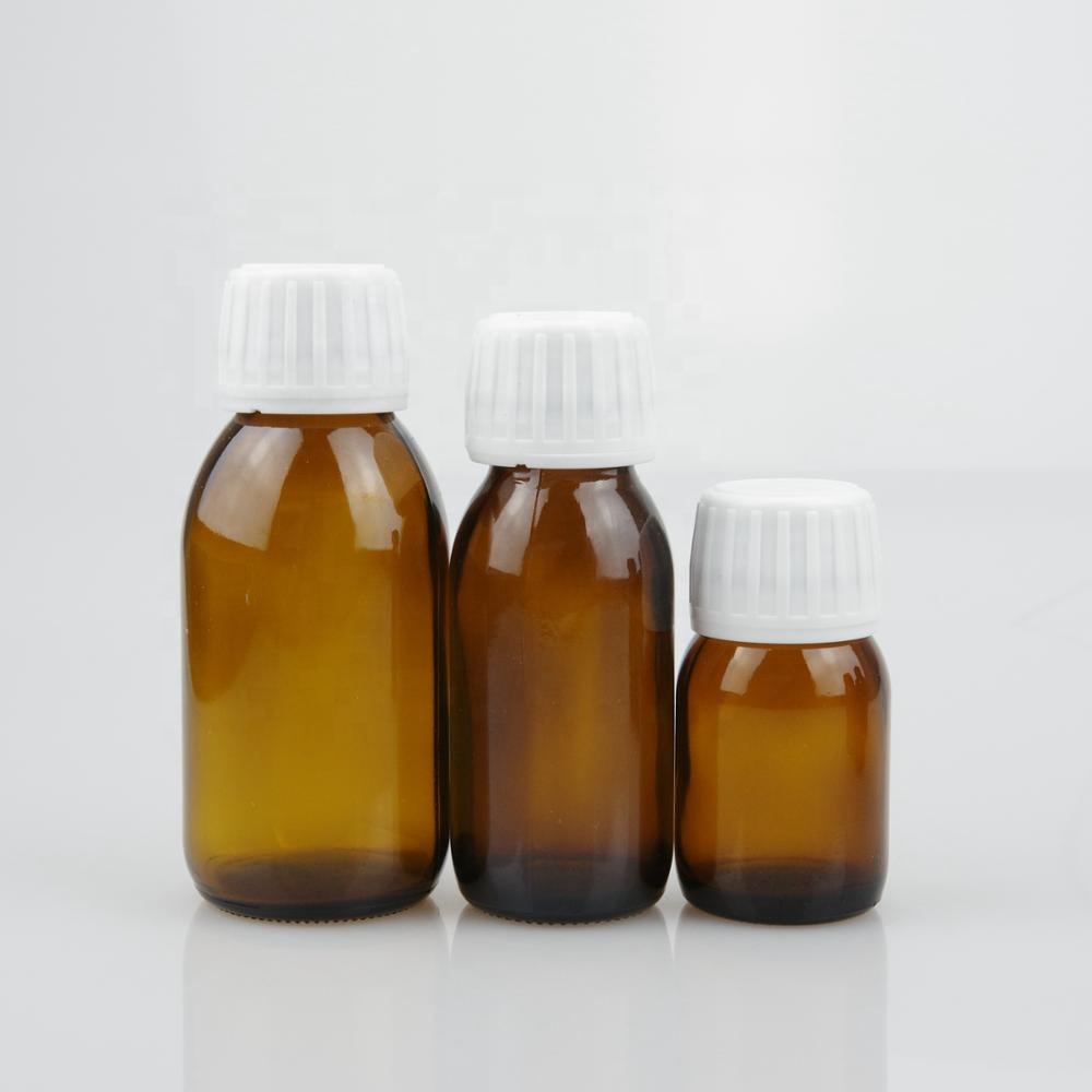 Amber glass syrup bottle juice bottle with 28mm tamper evident cap