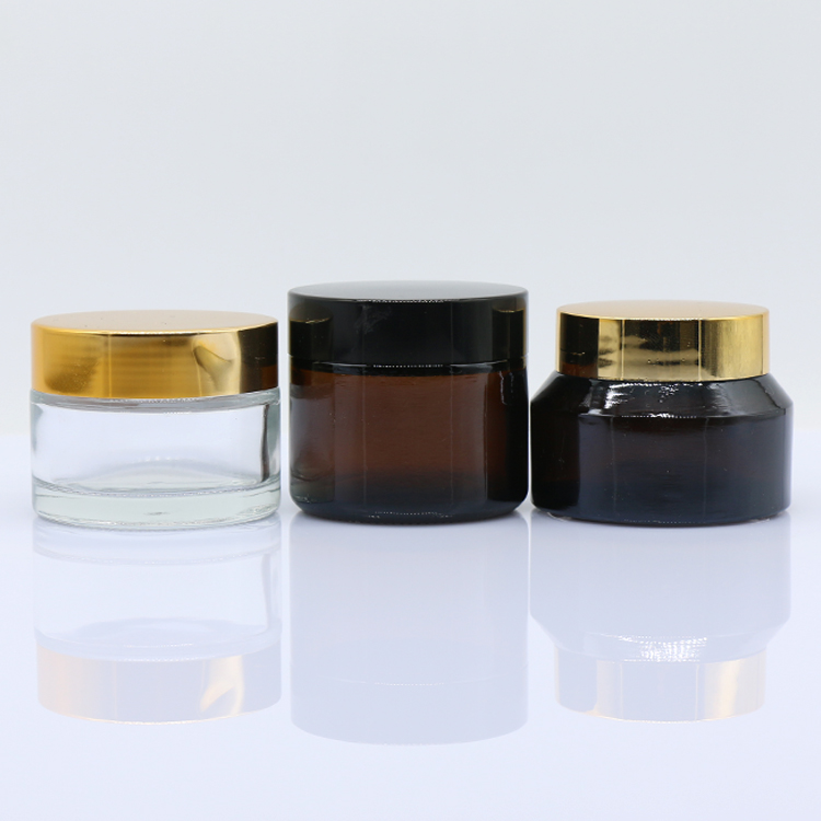 Amber green Clear 5g 10g 20g 30g 50g 100g cosmetic glass jar with lids for skincare