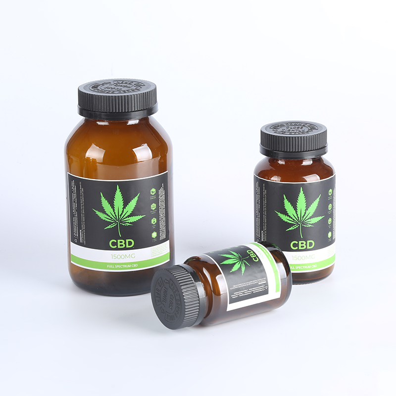 Amber medicine jar with child resistance Lid glass jar