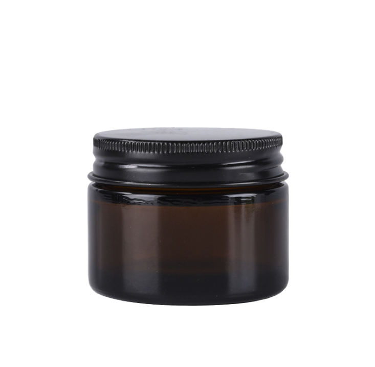 Amber mini containers cosmetic jars with aluminium lids luxury face cream cosmetic glass packaging