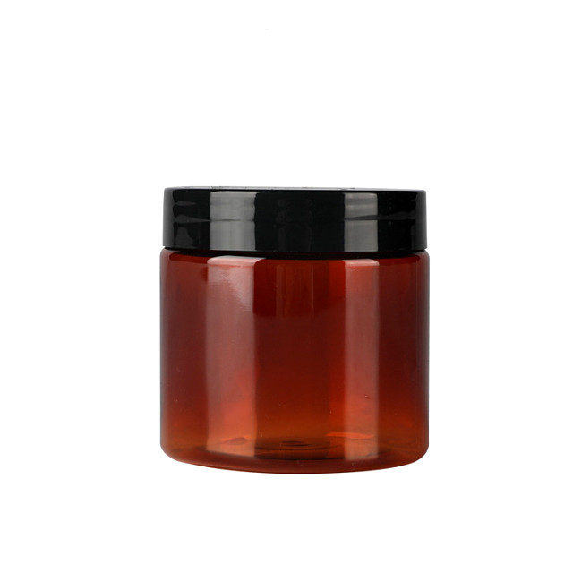 Amber pet plastic jars with gold lid for skin care cream